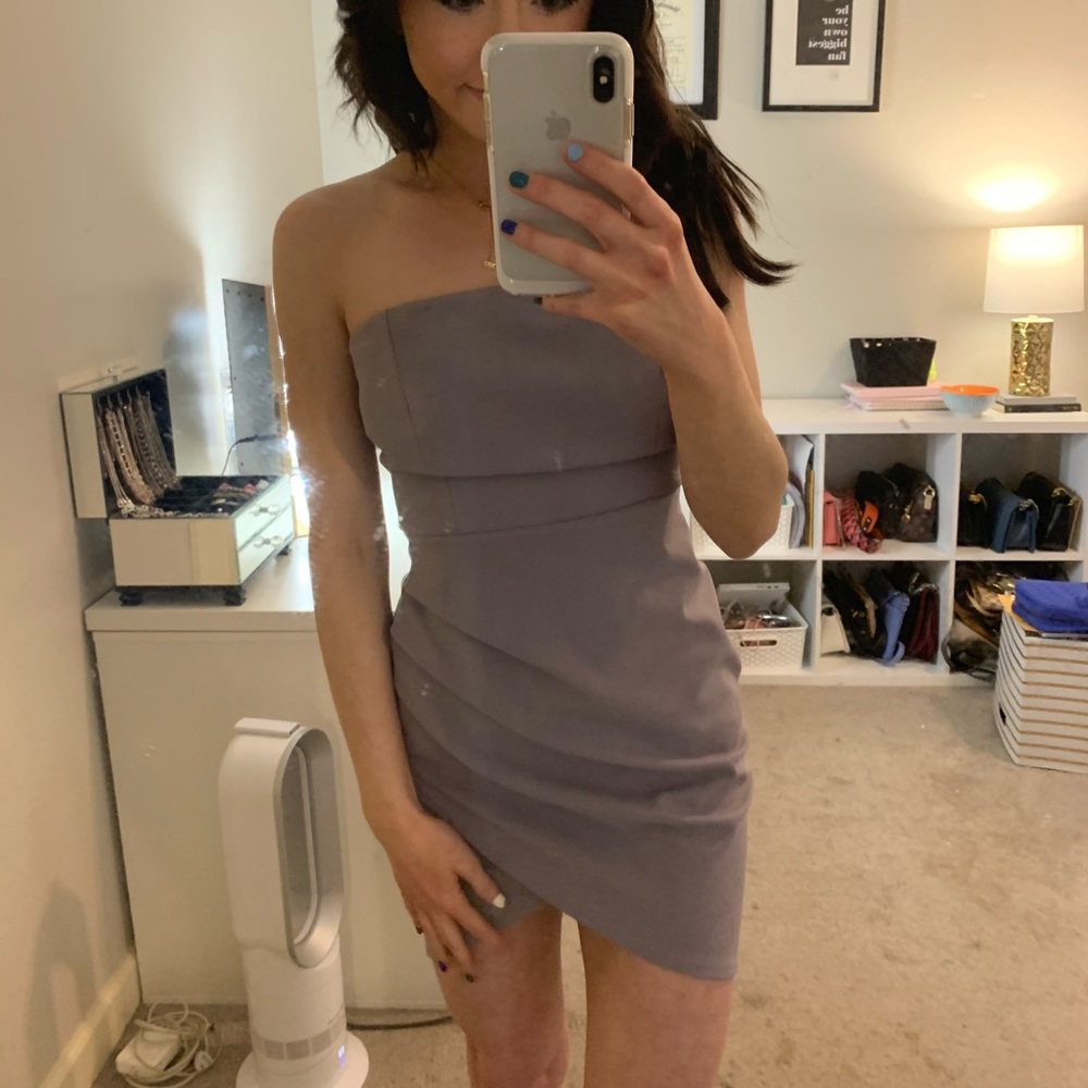 A’Gaci Light Purple Grey Strapless Bodycon Dress